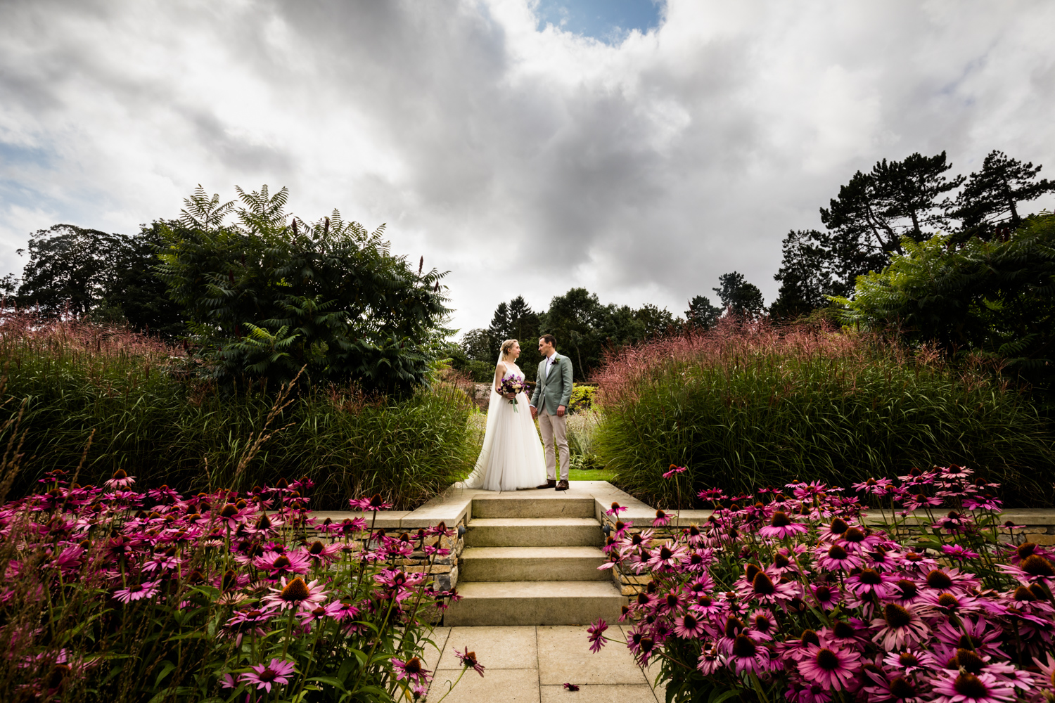 Middleton Lodge Wedding Photography - couple portrait in the gardens