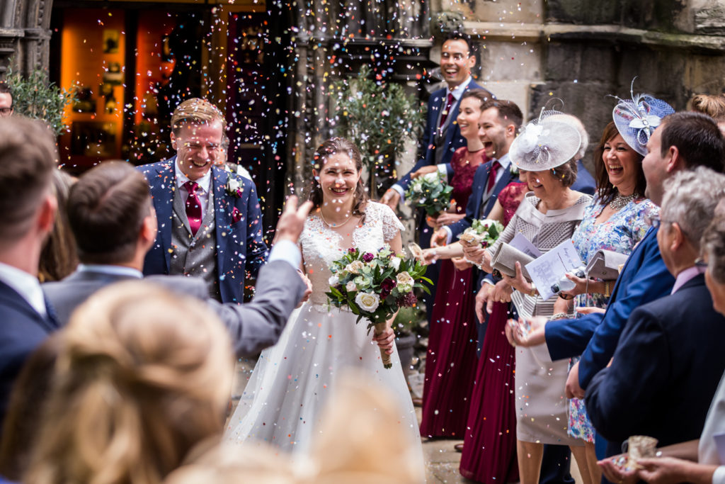 Principal Hotel York Wedding Photographer - couple under the confetti