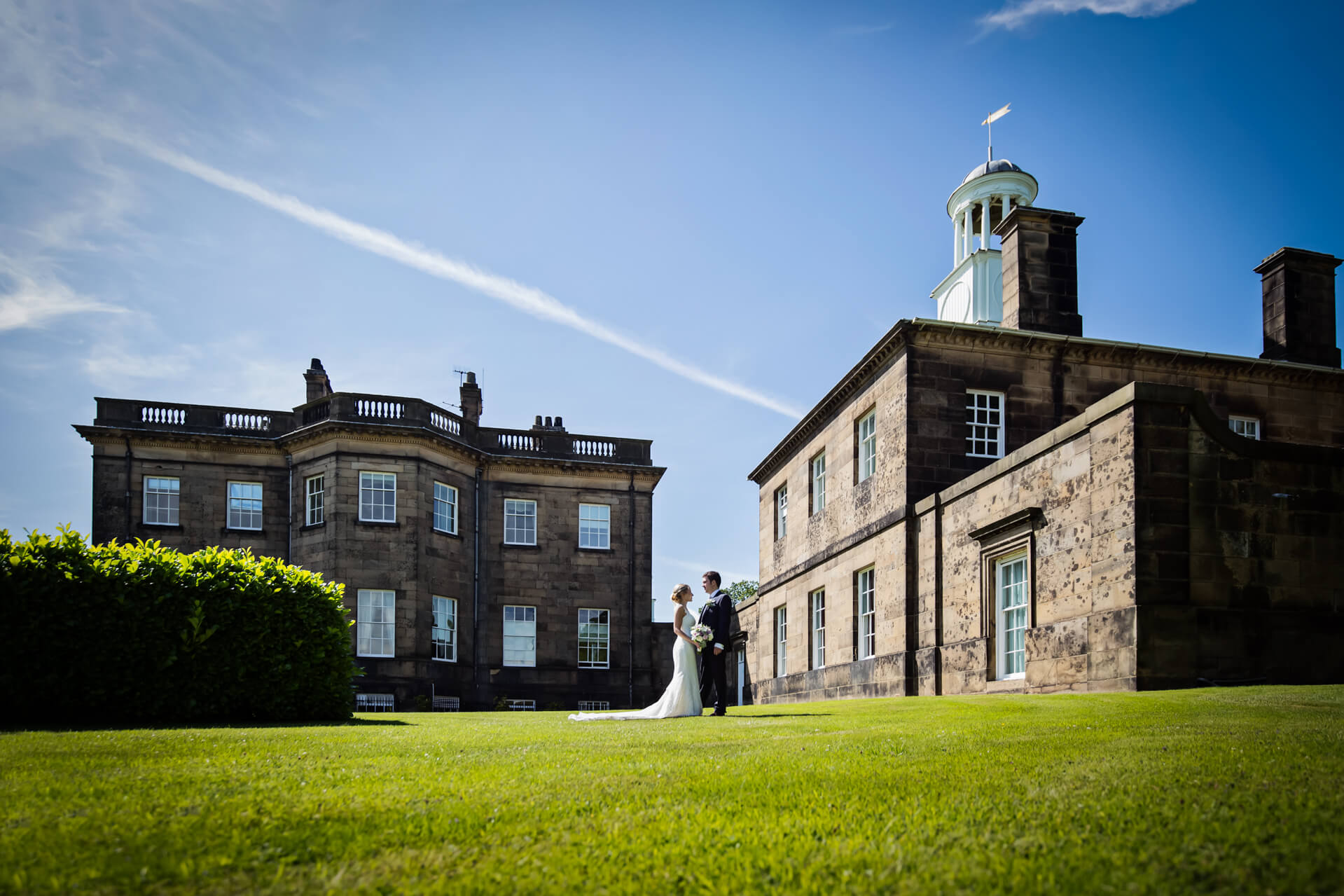 Denton Hall Wedding Photograpy - couple in front of the venue