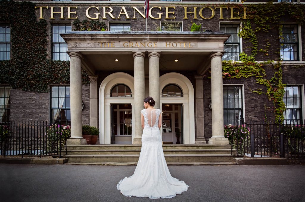 Bride outside the Grange Hotel in York
