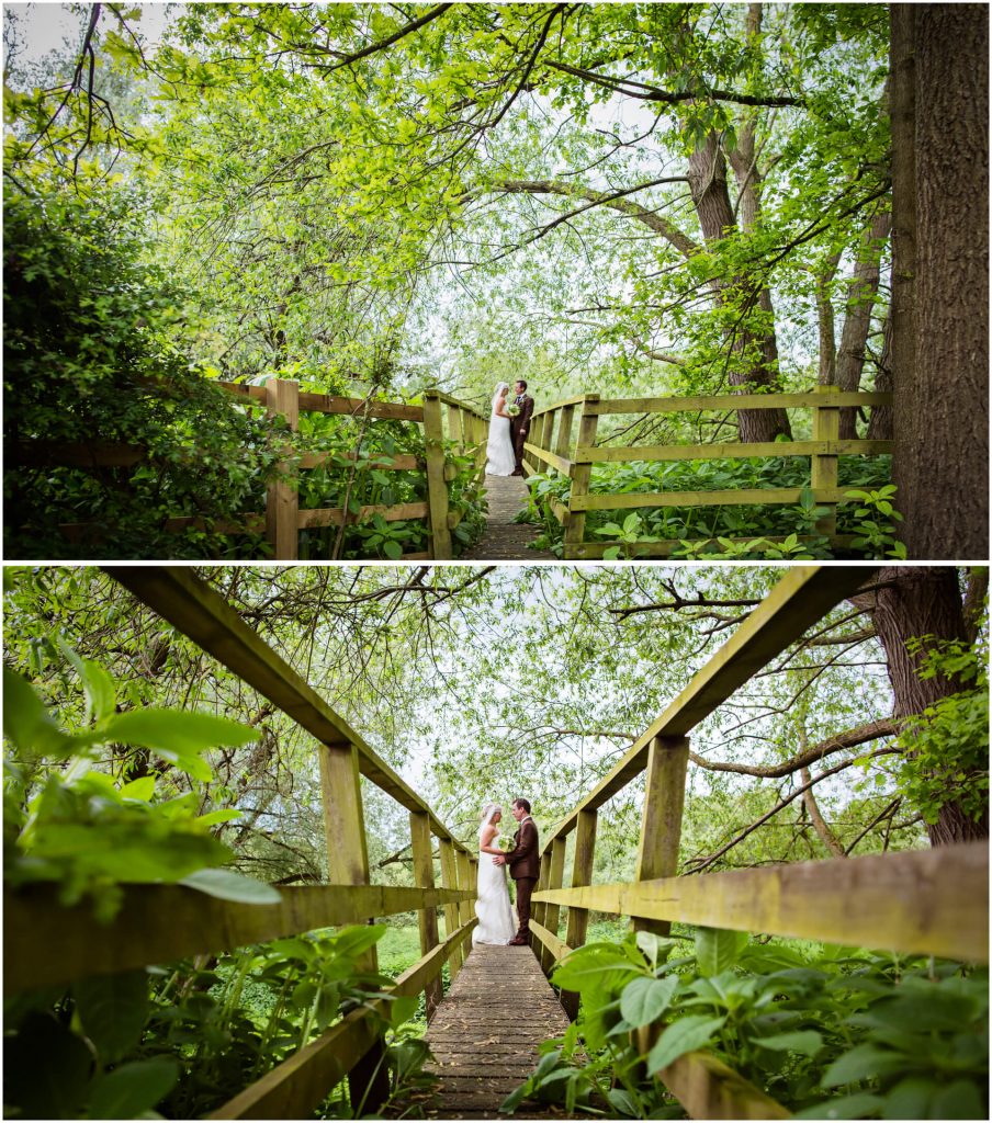 Bride and groom portraits outside the church in Bolton Percy