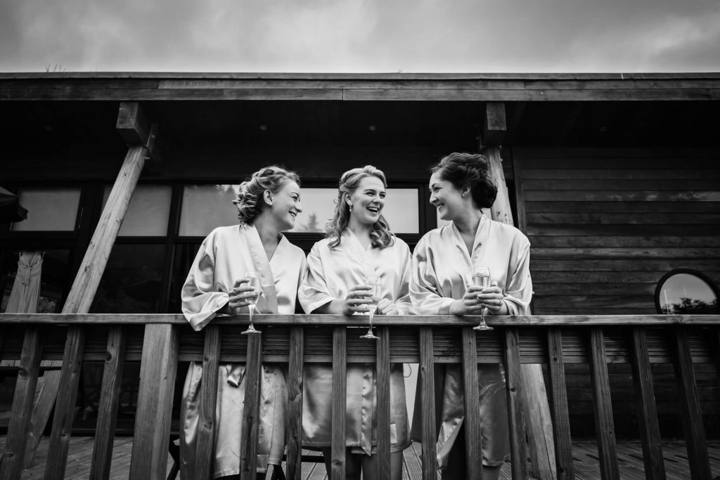 Yorkshire dales wedding photography- portrait of the bride with her bridesmaids