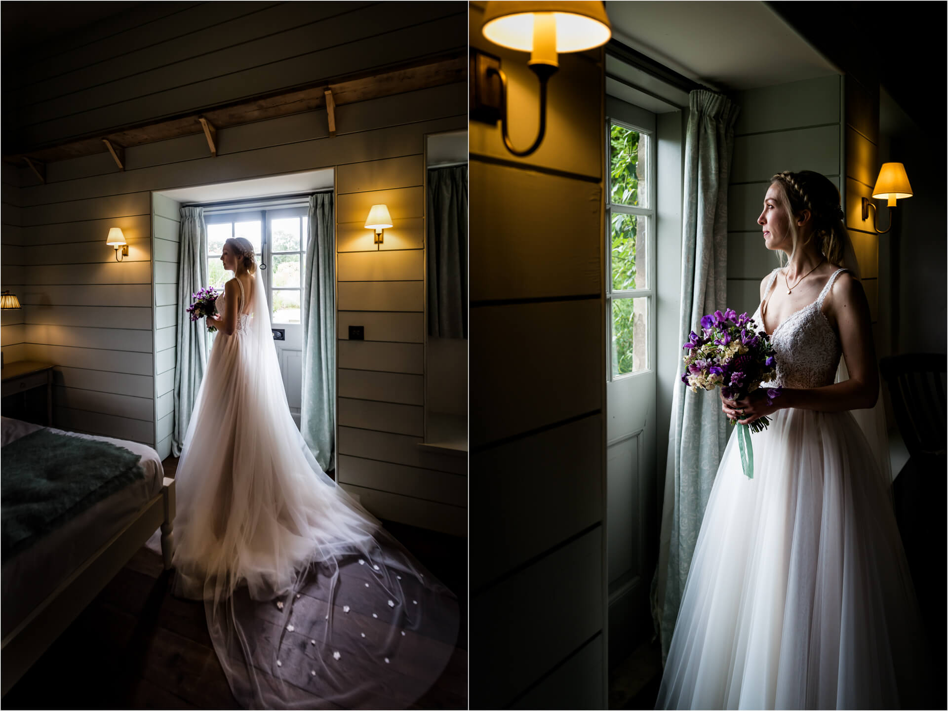 bride standing in window at Middleton Lodge