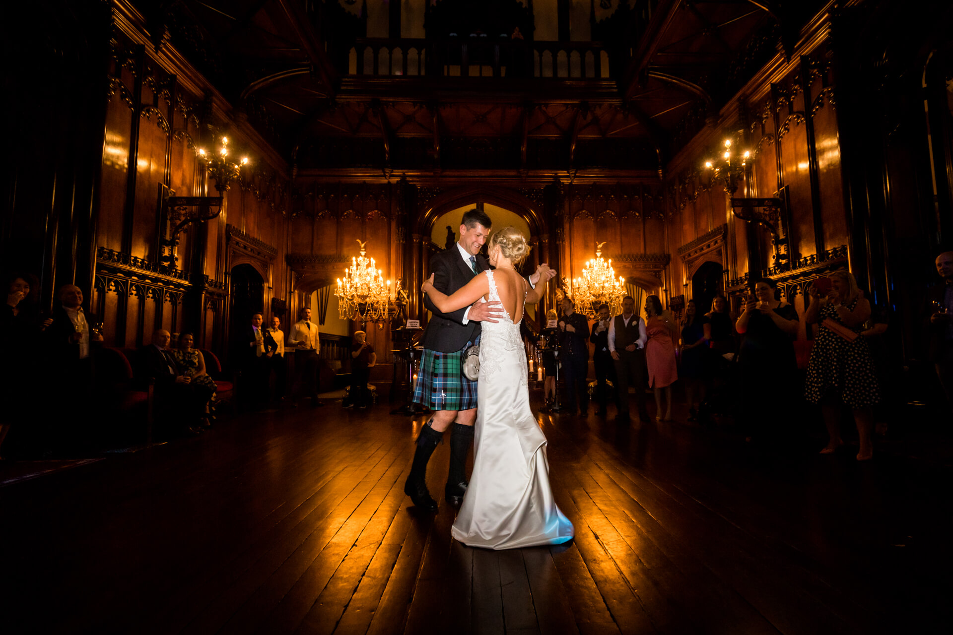 wedding couples first dance at Allerton Castle