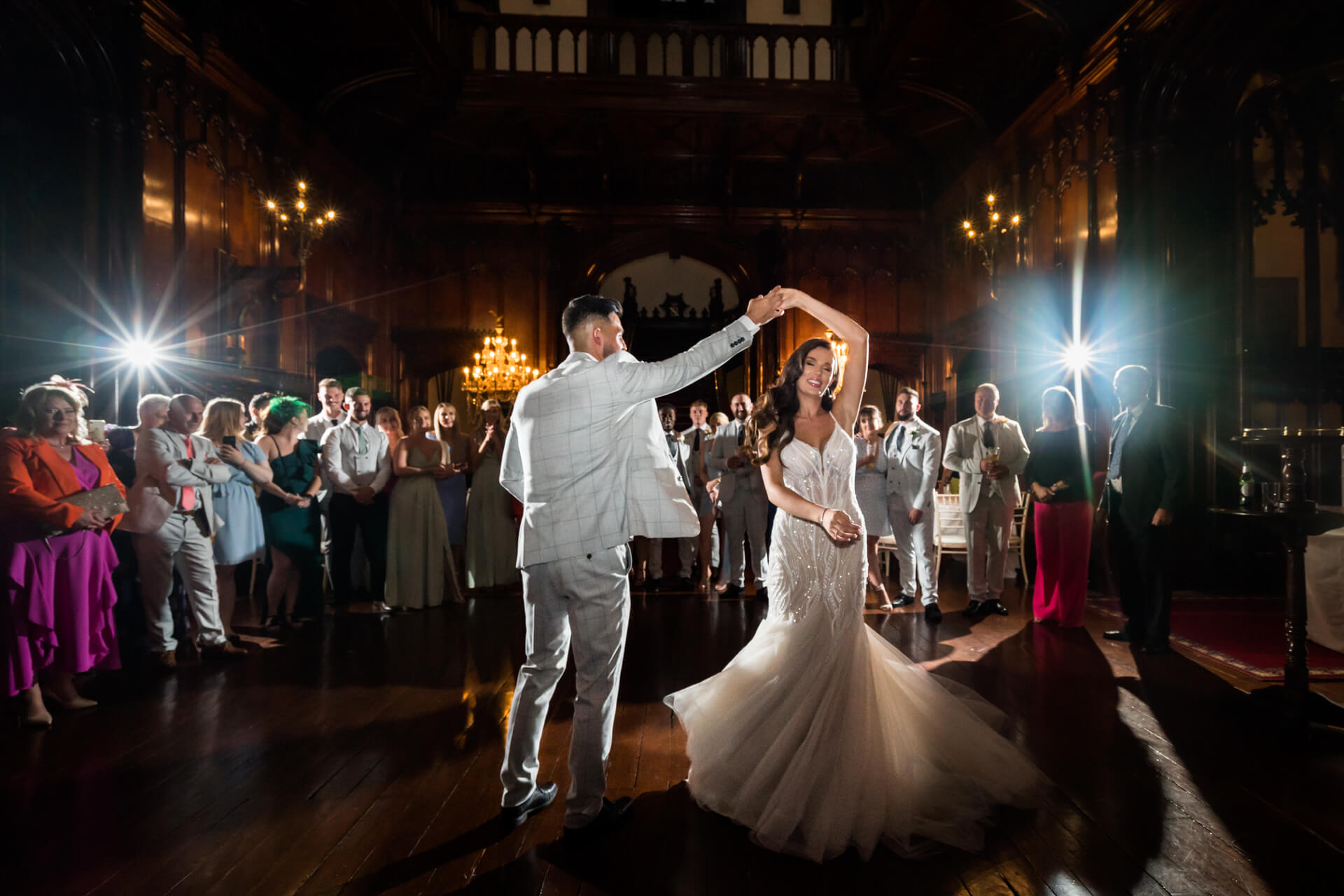 wedding couples first dance at Allerton castle