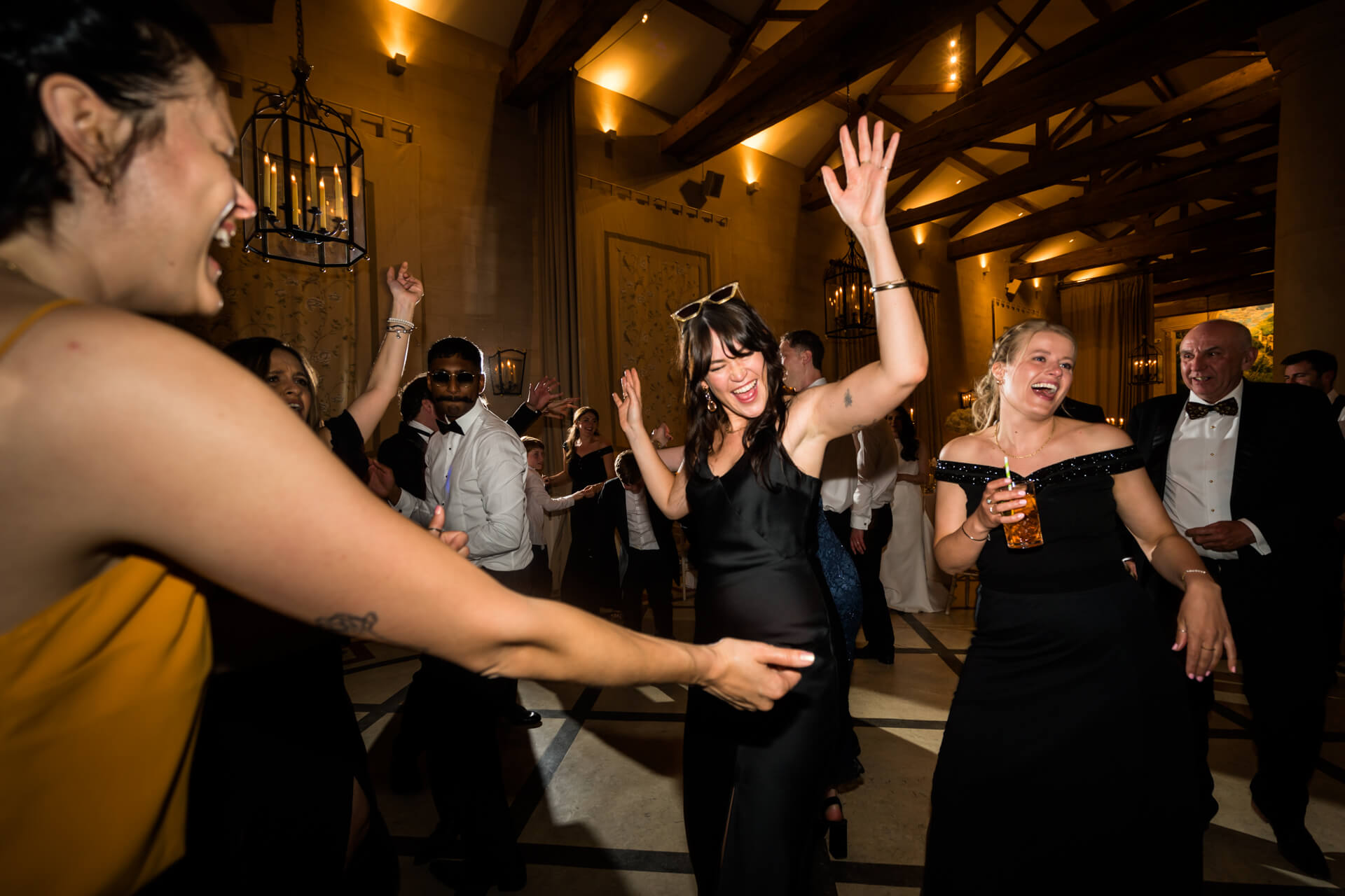 wedding guests dancing at the Orangery at settrington