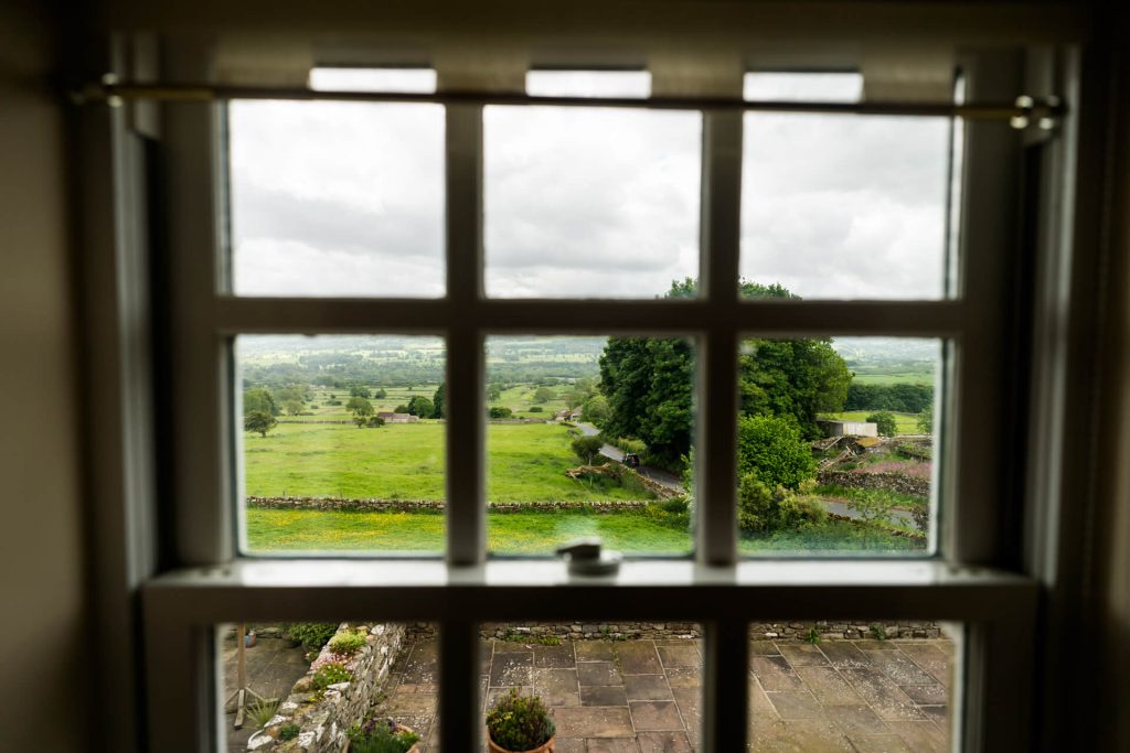 view from the cottage window over Wensleydale