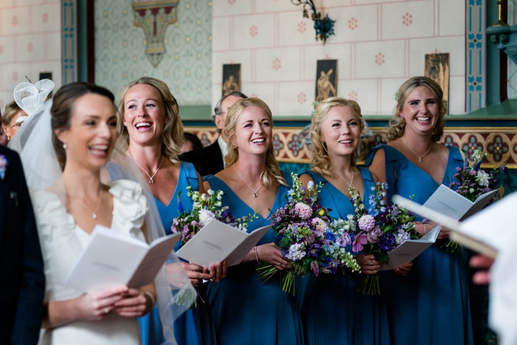 bridesmaids singing hymns