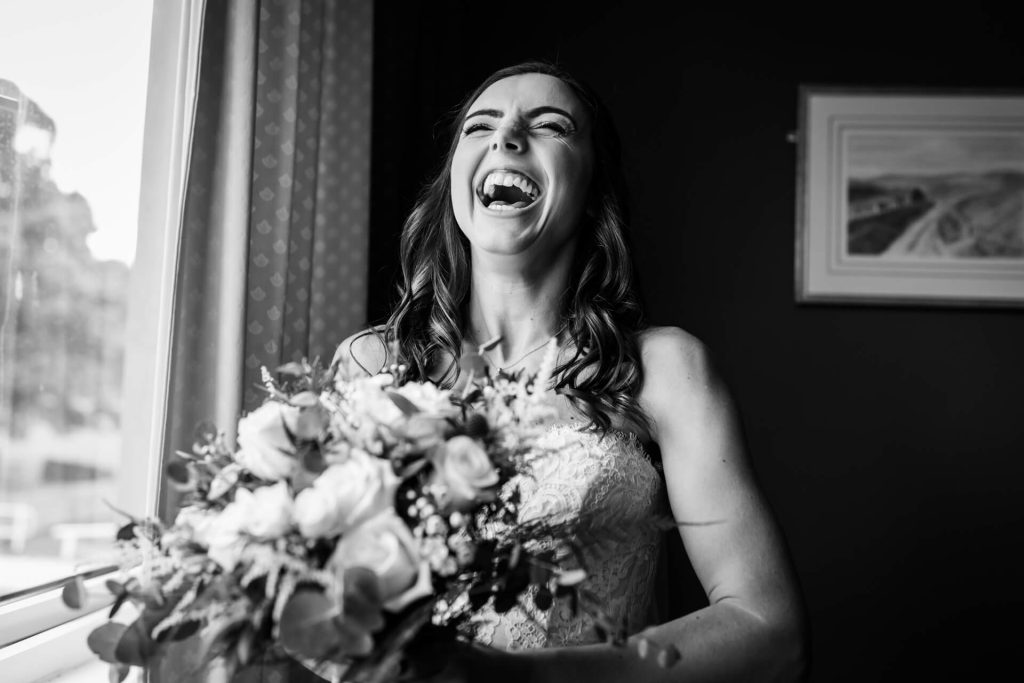 bride laughing hysterically