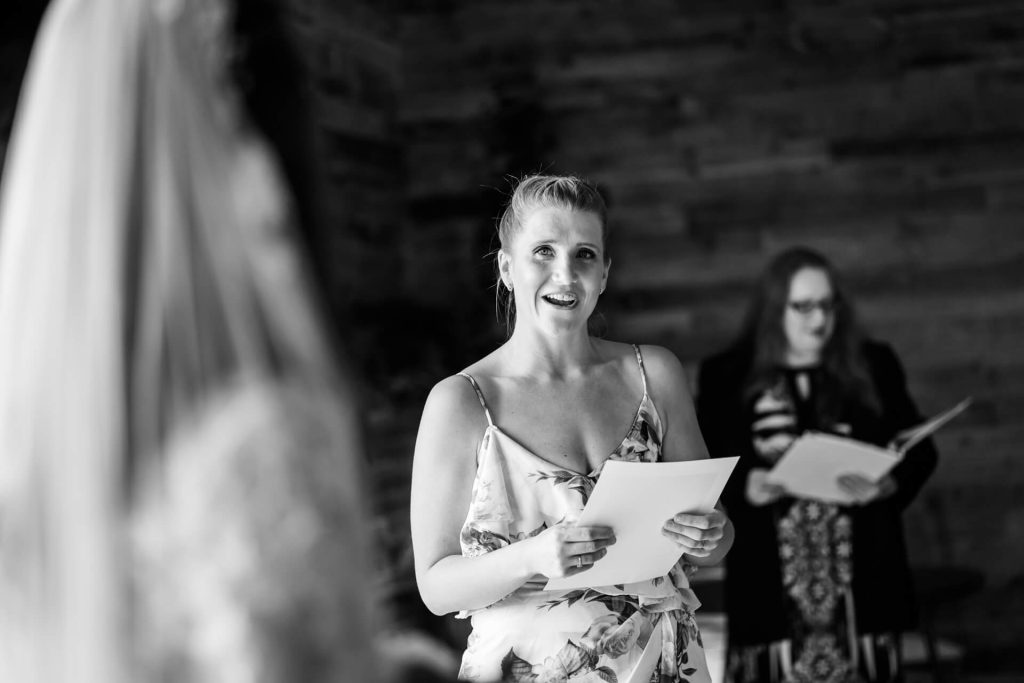 wedding guest does reading during the ceremony